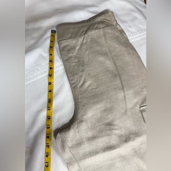 JESSICA SIMPSON Khaki Wide Leg Linen blend cargo pants size M - Picture 13 of 14